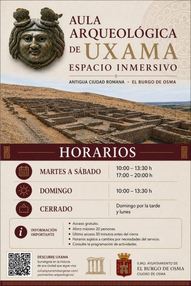 Horarios del aula arqueológica de Uxama