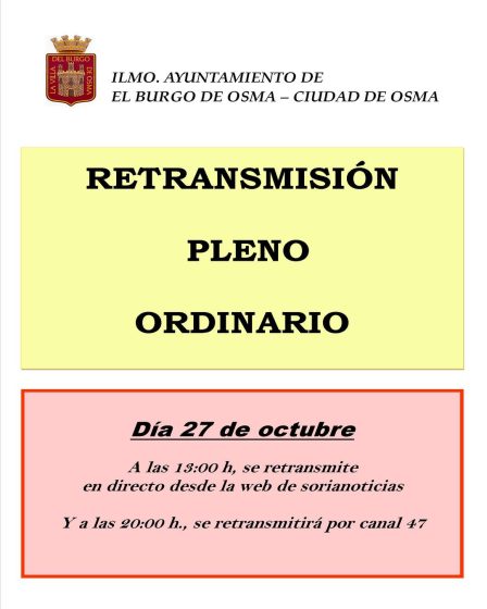 Pleno ordinario 27 de octubre 2026